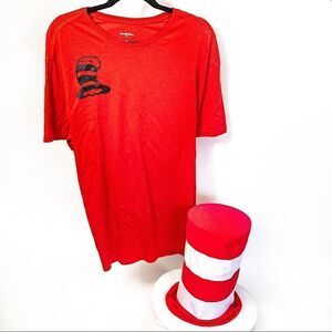 Cat In the Hat Goodfellow T-Shirt Sz 2XL and Costume Hat Dr. Seuss